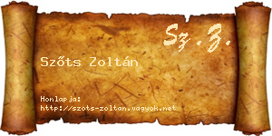 Szőts Zoltán névjegykártya